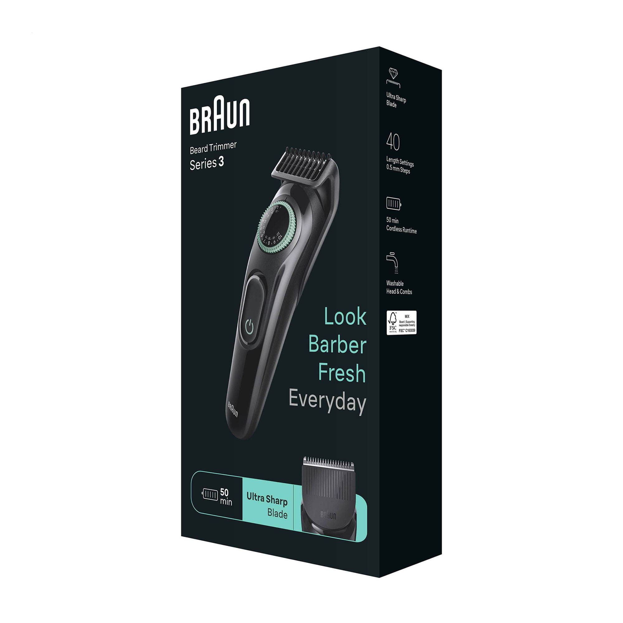 Електричний тример Braun Beard Trimmer Series 3 BT3411, насадка, 2 шт